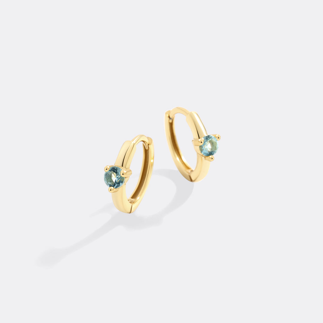 Mint & Lily Solitaire Birthstone Huggie Hoop Earrings