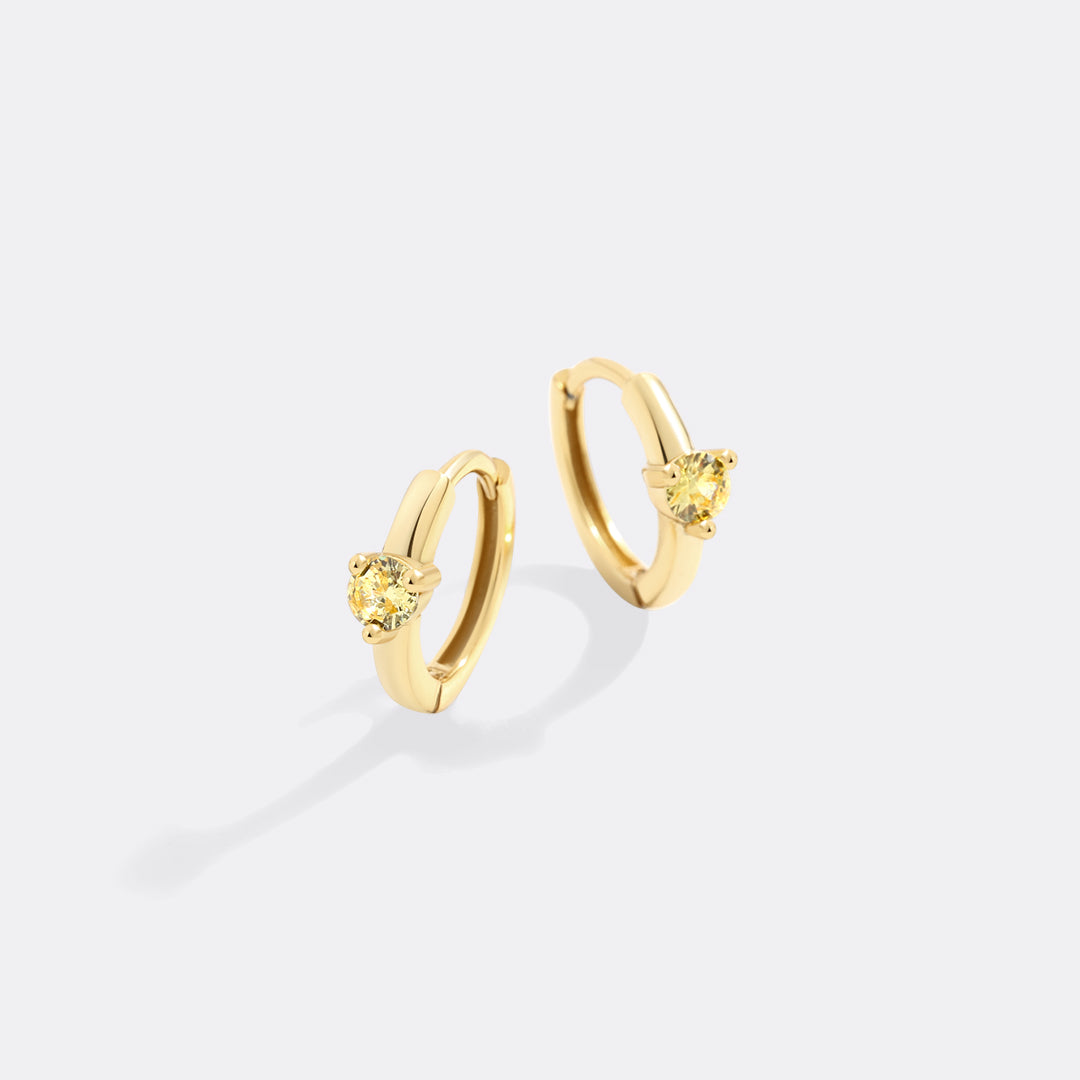 Mint & Lily Solitaire Birthstone Huggie Hoop Earrings