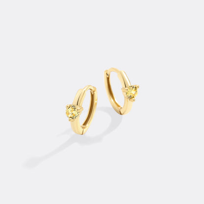 Mint & Lily Solitaire Birthstone Huggie Hoop Earrings