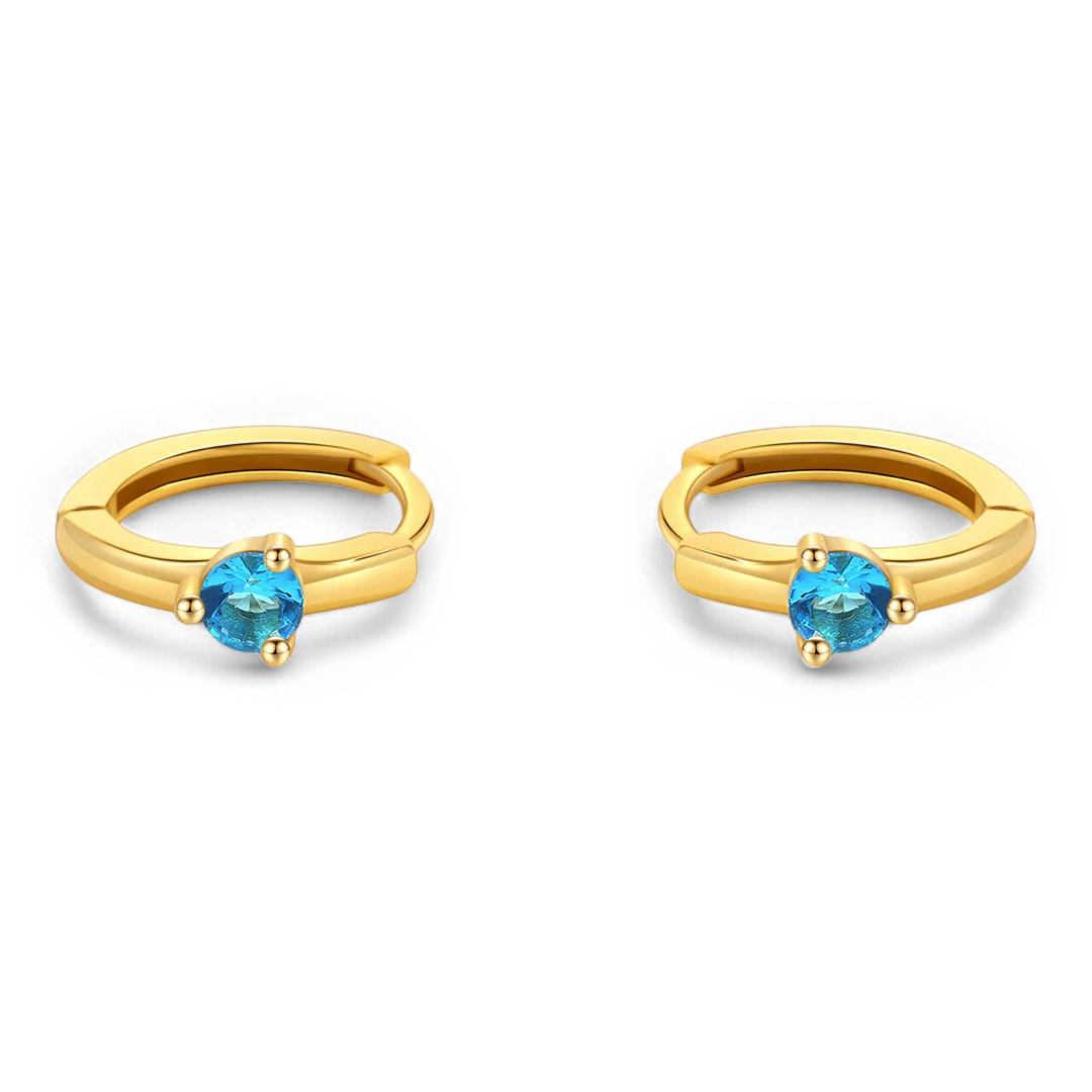Mint & Lily Solitaire Birthstone Huggie Hoop Earrings