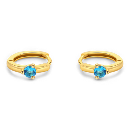 Mint & Lily Solitaire Birthstone Huggie Hoop Earrings