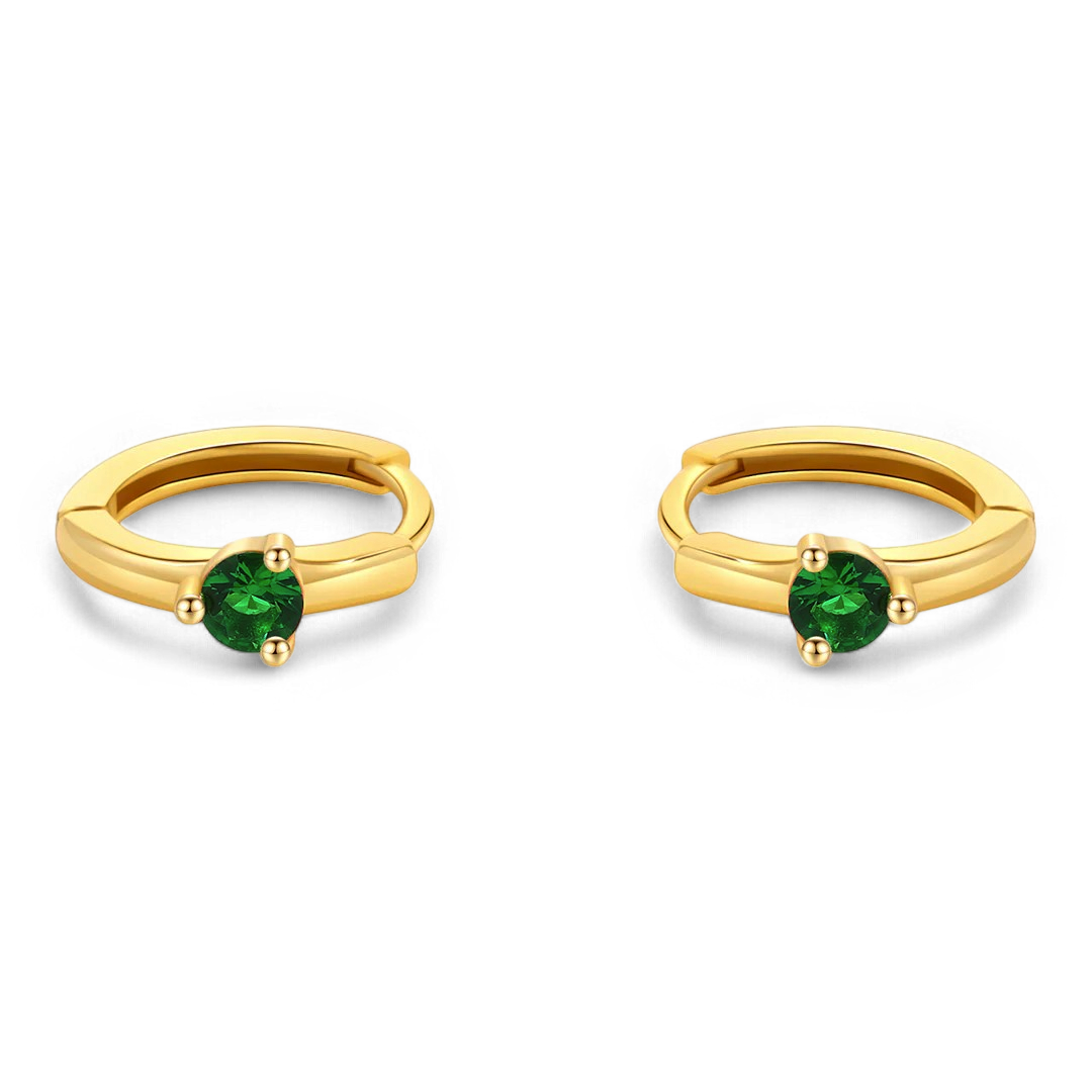 Mint & Lily Solitaire Birthstone Huggie Hoop Earrings