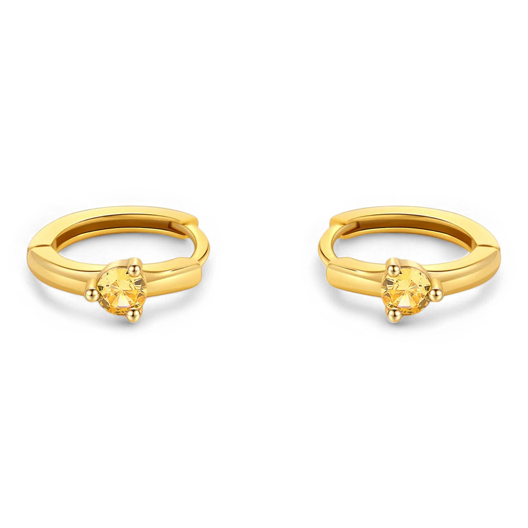Mint & Lily Solitaire Birthstone Huggie Hoop Earrings