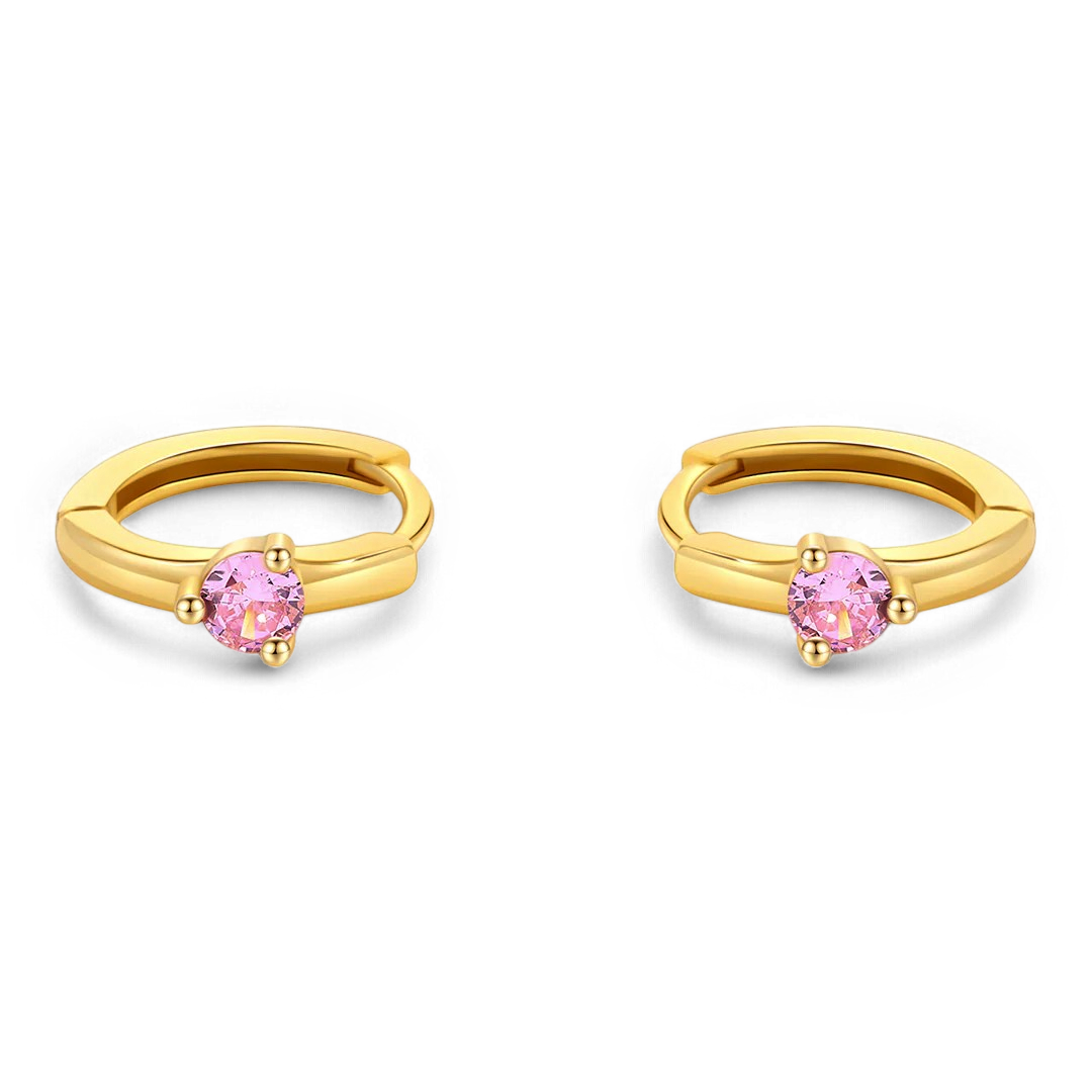 Mint & Lily Solitaire Birthstone Huggie Hoop Earrings