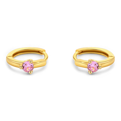 Mint & Lily Solitaire Birthstone Huggie Hoop Earrings