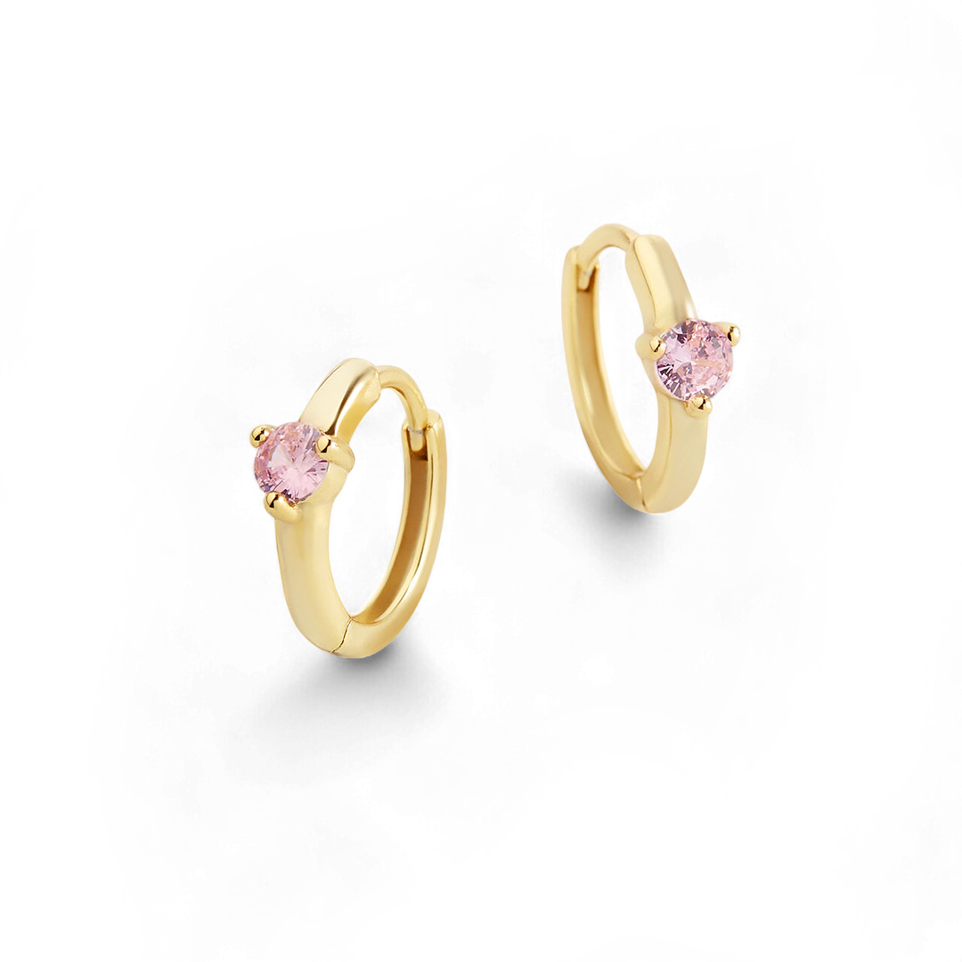 Mint & Lily Solitaire Birthstone Huggie Hoop Earrings