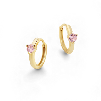 Mint & Lily Solitaire Birthstone Huggie Hoop Earrings