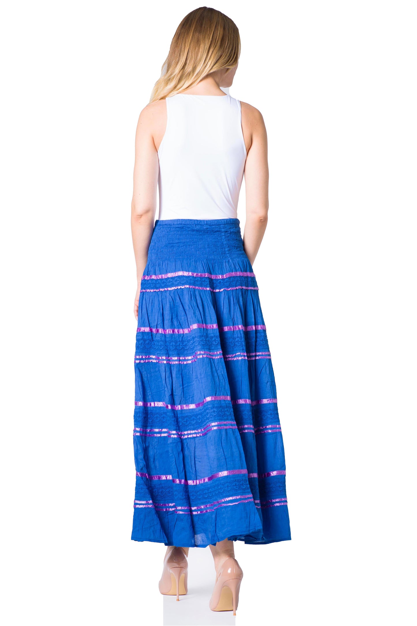 Sakkas Lace and Ribbon Peasant Boho Skirt