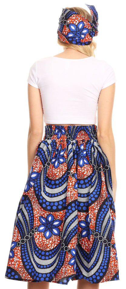 Sakkas African Dutch Ankara Wax Print Full Circle Skirt