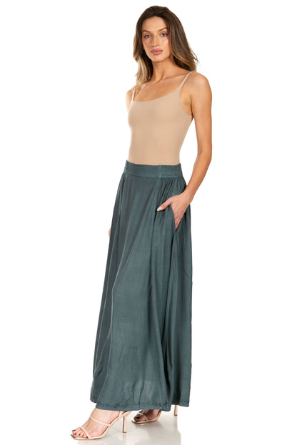 Sakkas Noemi Women's Long Maxi Summer Casual Boho Skirt Elastic Waist & Pockets