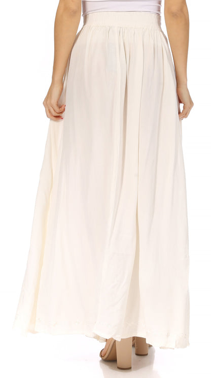 Sakkas Noemi Women's Long Maxi Summer Casual Boho Skirt Elastic Waist & Pockets
