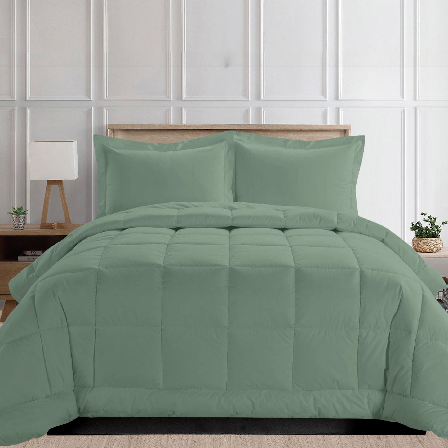 Elegant Comfort 3-Piece Box Stitched Comforter & Shams - Duvet Insert with 4 Corner Tabs
