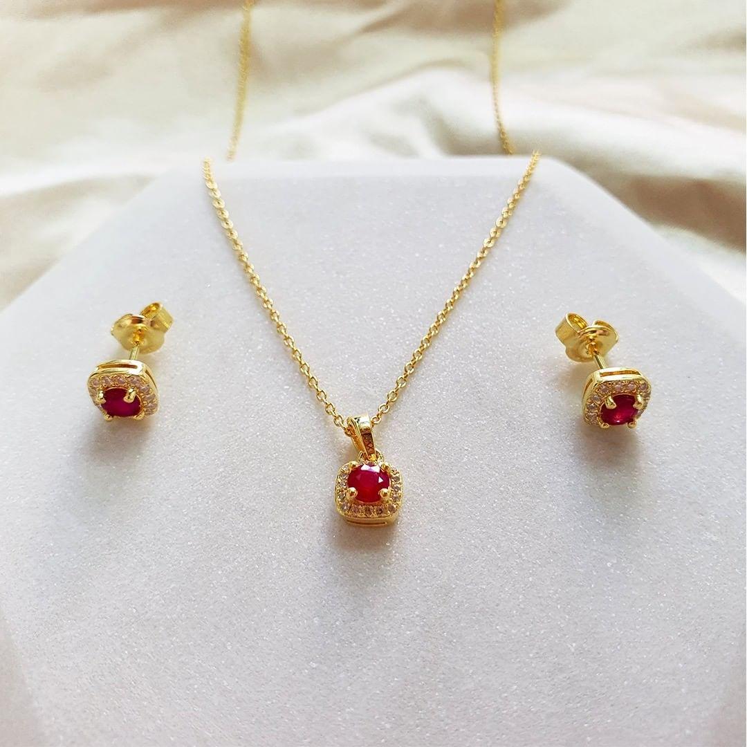 Ruby Halo Necklace