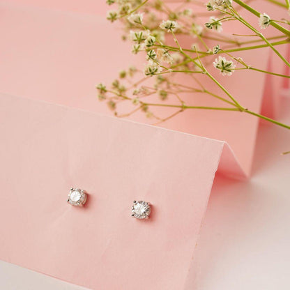 White Moissanite Stud Earrings