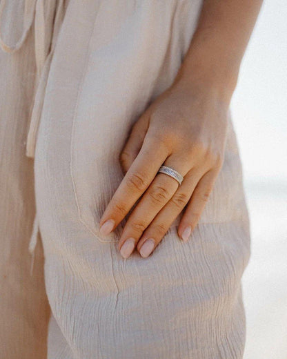 White Topaz Vertical Chunky Baguette Ring