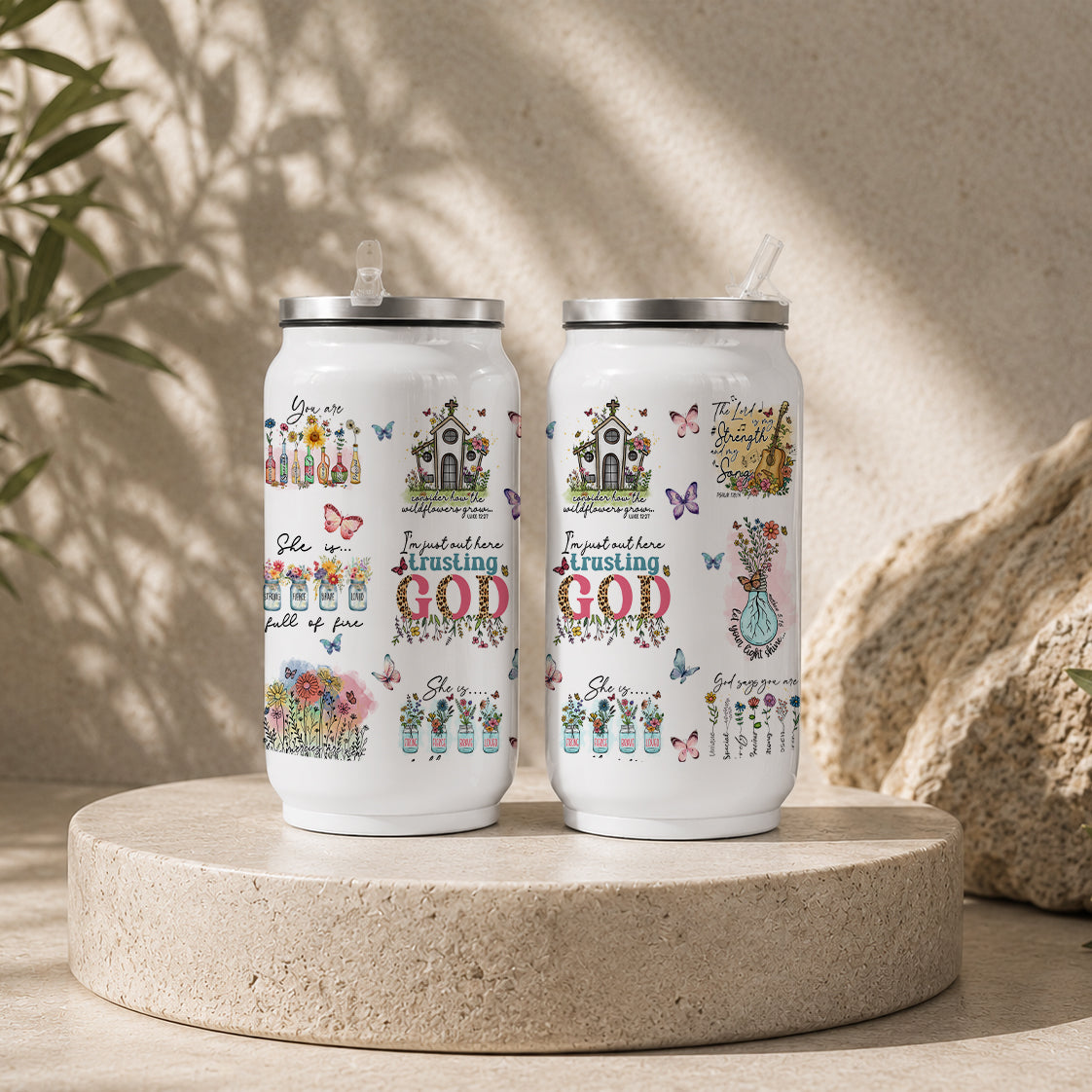 Trusting God Christian Floral – Faith Inspirational Scripture Drinkware