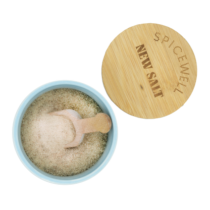 Spicewell - Product - New Salt Ceramic Pinch Pots Duo With Bamboo Scooper And Product Open Lid
