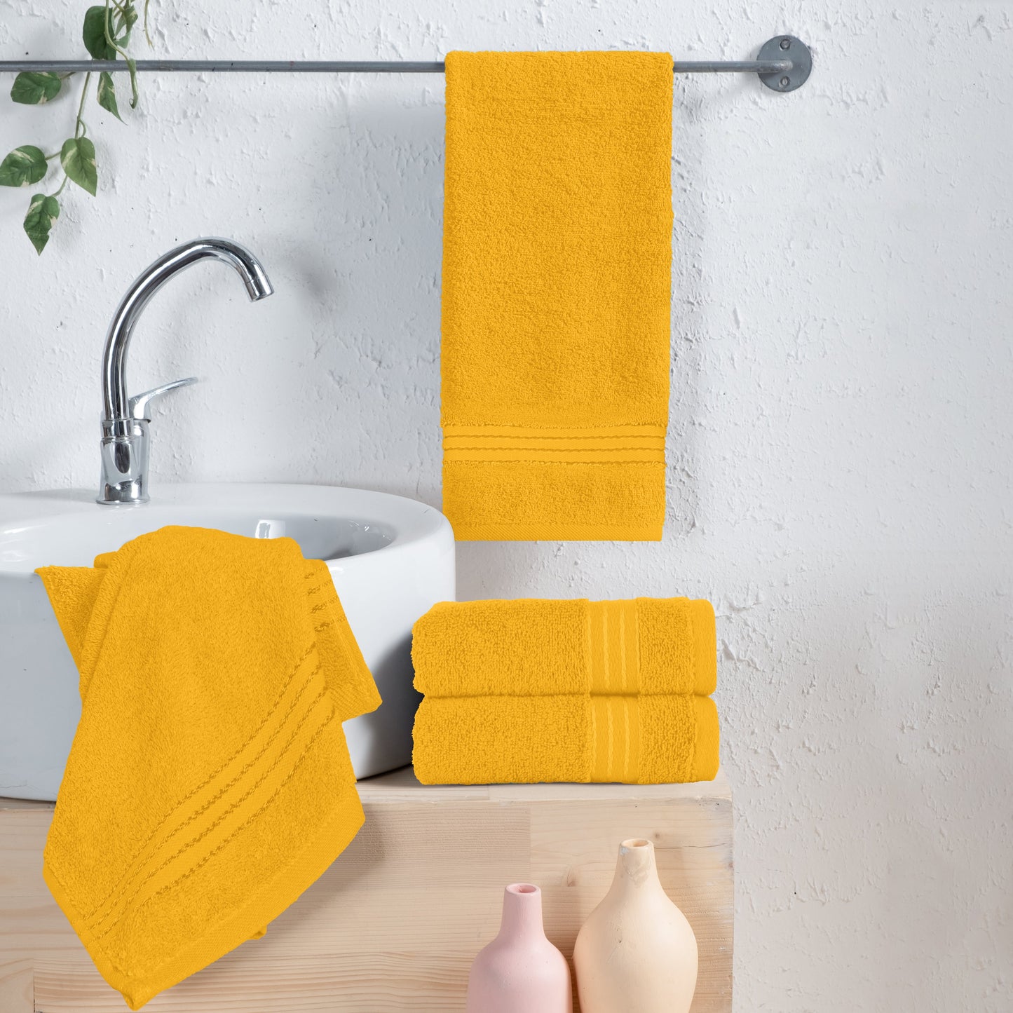 Elegant Comfort 4 Pack Premium Turkish Cotton Hand Towel Set, 16 x 28 inch