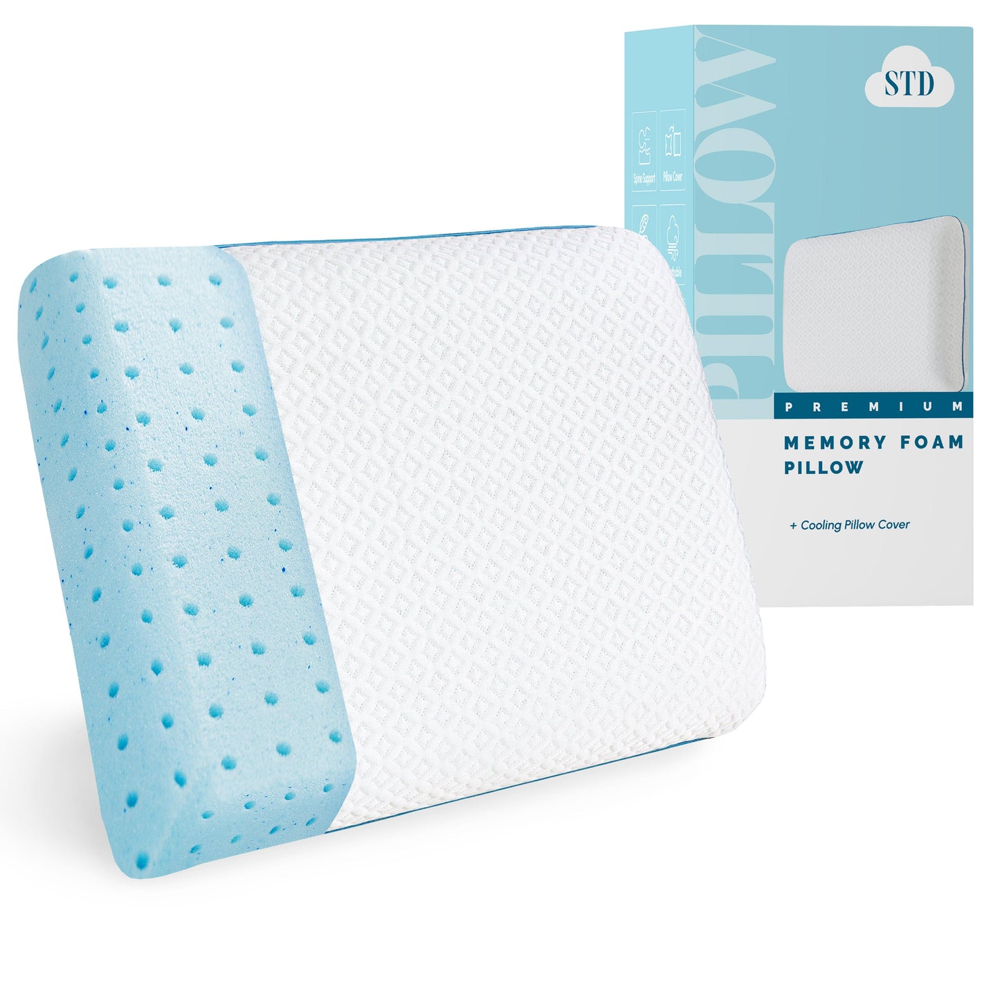 Elegant Comfort Cooling Memory Foam Pillow, Gel-Infused Filling