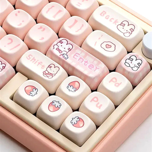 Strawberry Bunny Keyboard Keycaps-