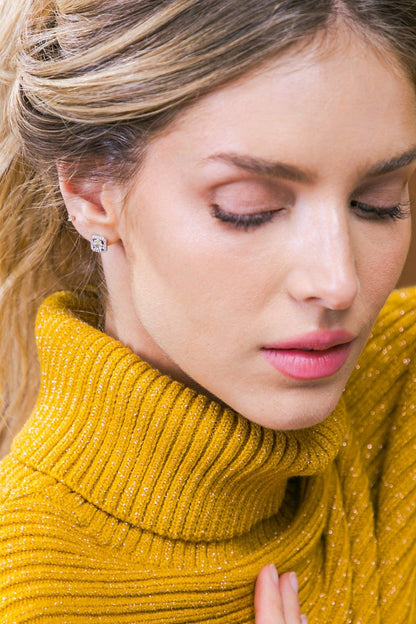 Halo Zirconia Round Earrings