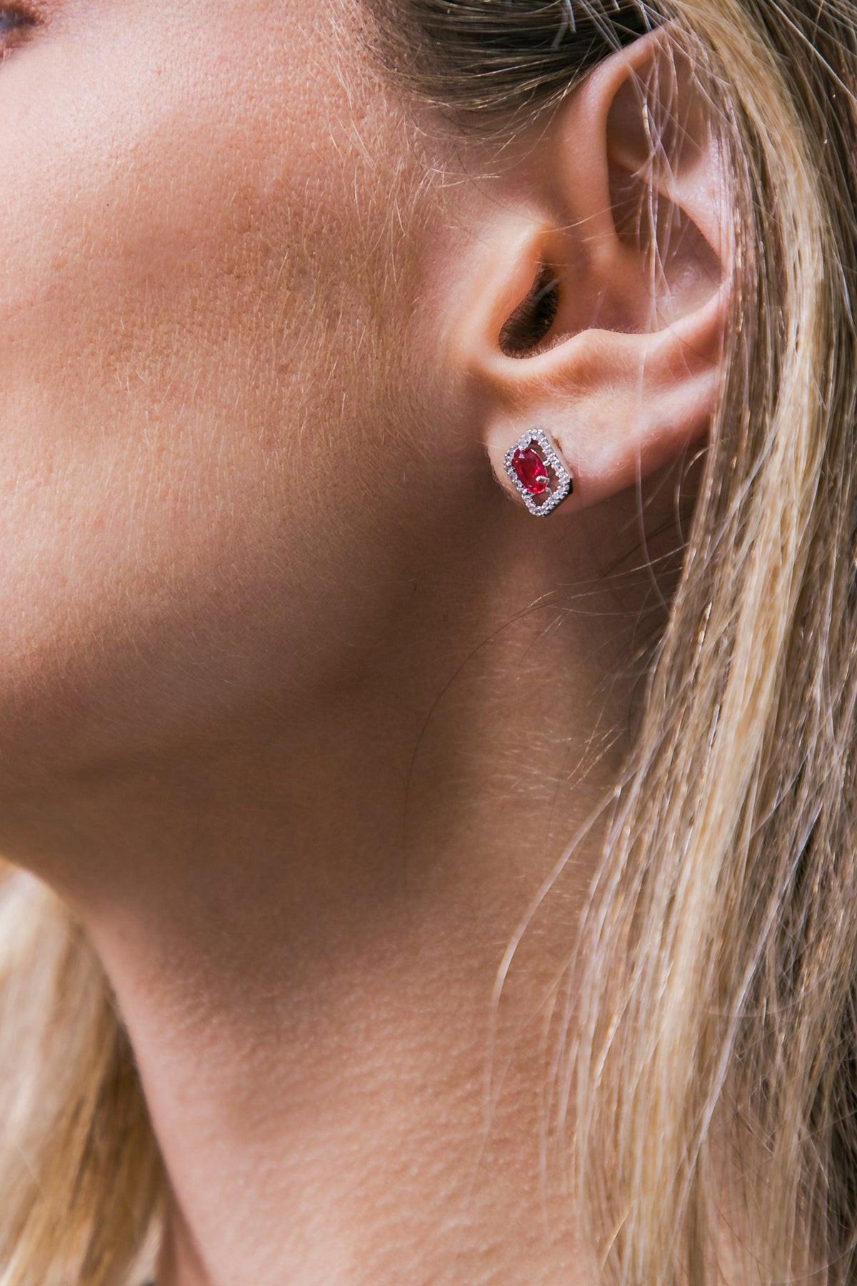 Halo Zirconia Round Earrings