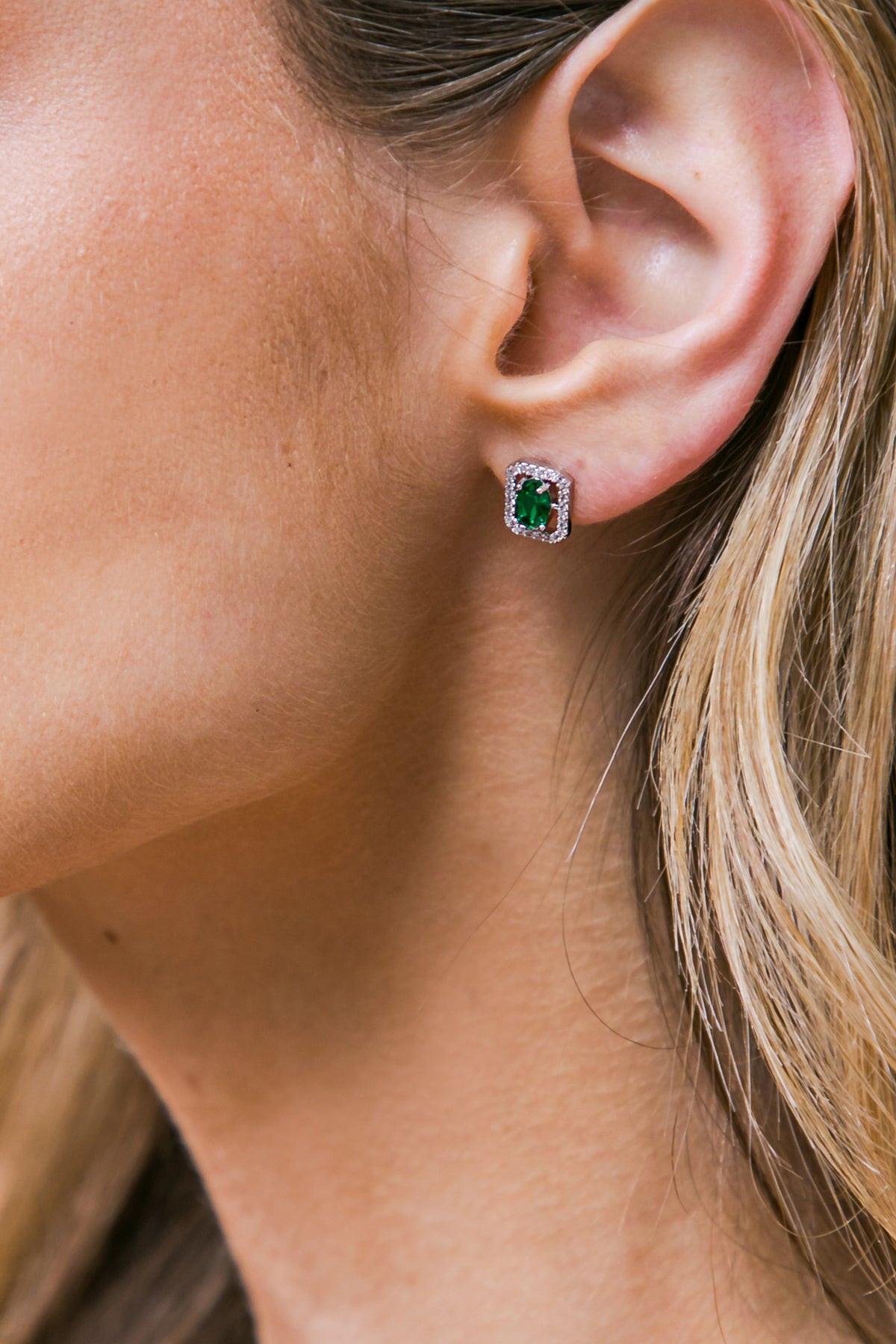Halo Zirconia Round Earrings