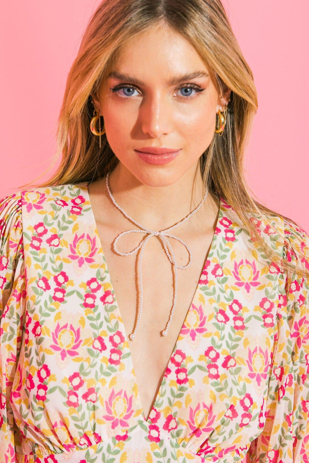 Spring Rose Pearl Necklace