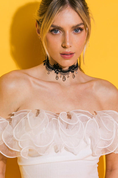 Sexy Lace Pearl Choker Necklace