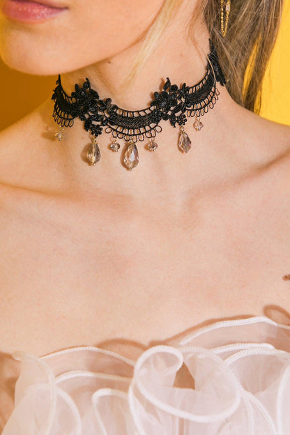 Sexy Lace Pearl Choker Necklace