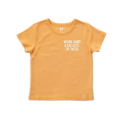 Frankie Jean Work Hard & Eat Tacos Kids Tee