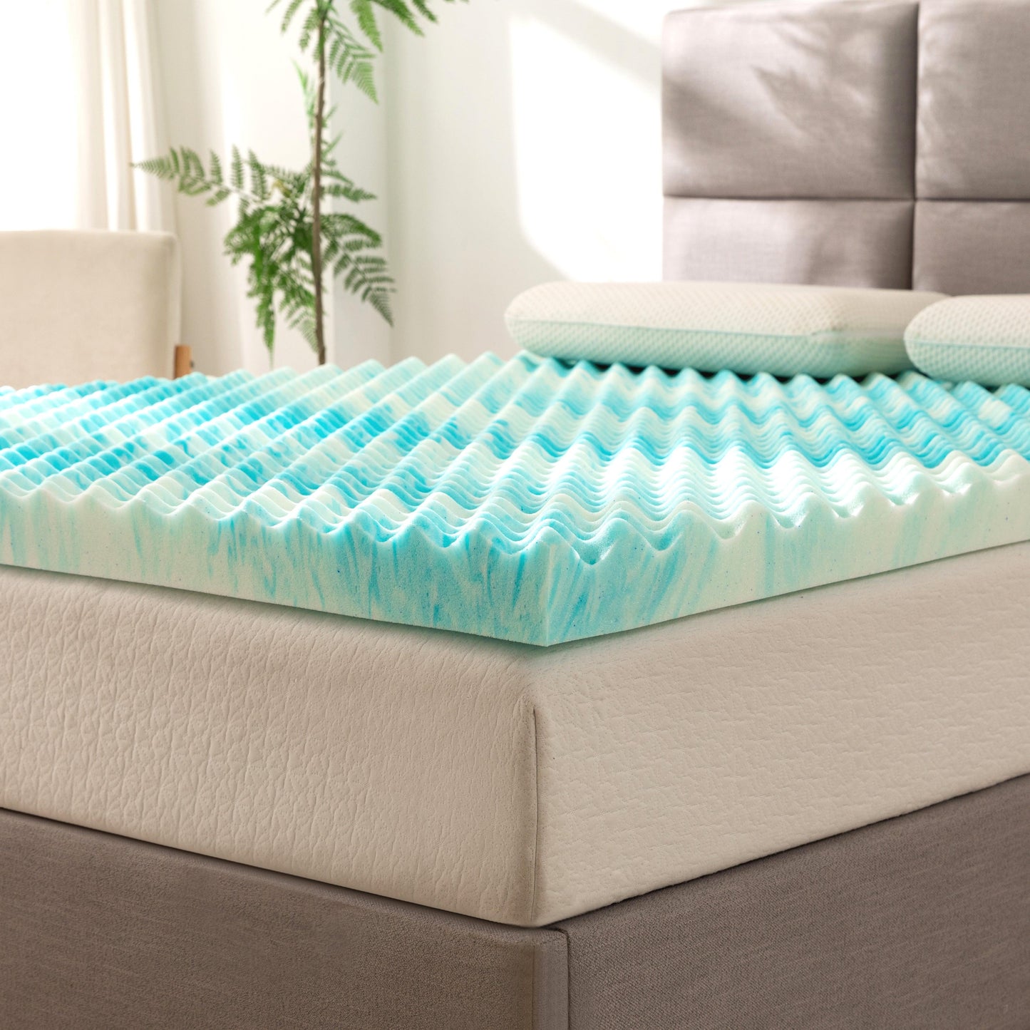 Elegant Comfort Memory Foam Cooling Gel-Infused Egg Crate Mattress Topper, CertiPUR Certified
