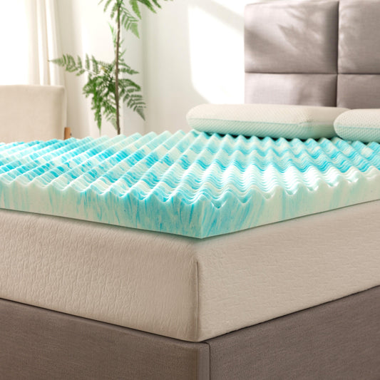 Elegant Comfort Memory Foam Cooling Gel-Infused Egg Crate Mattress Topper, CertiPUR Certified