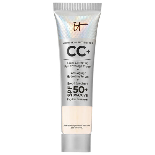 IT Cosmetics Mini CC+ Cream: Full Coverage Color Correcting Foundation with SPF 50+ - Hydrating, Anti-Aging, Conceals Redness & Acne Scars