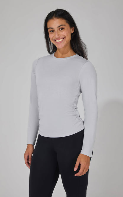 2 PK Side Ruched Long Sleeve Top