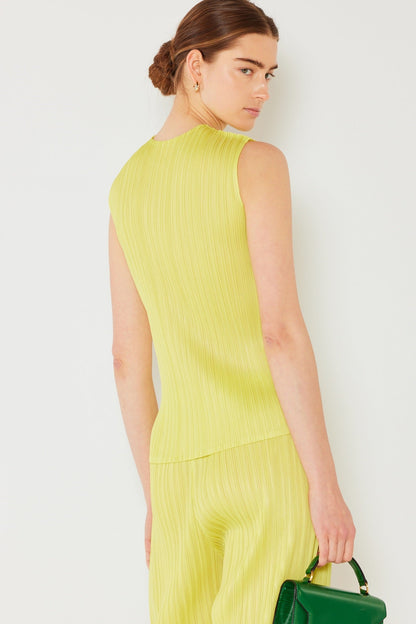 Marina West Pleated Sleeveless Tank Top (T01SL) - Lime