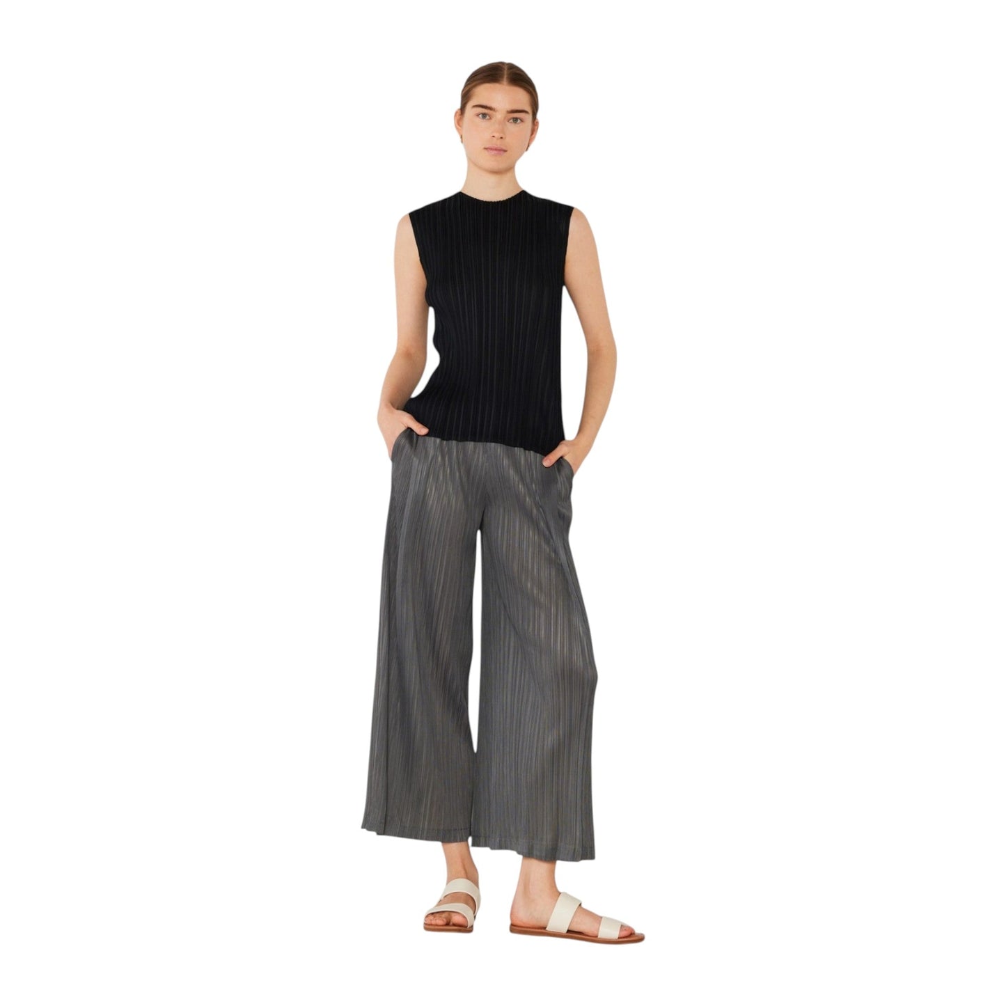 Marina West T01SL Pleated Sleeveless Tank Top