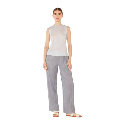 Marina West Pleated Sleeveless Tank Top (T01SL) - Light Gray