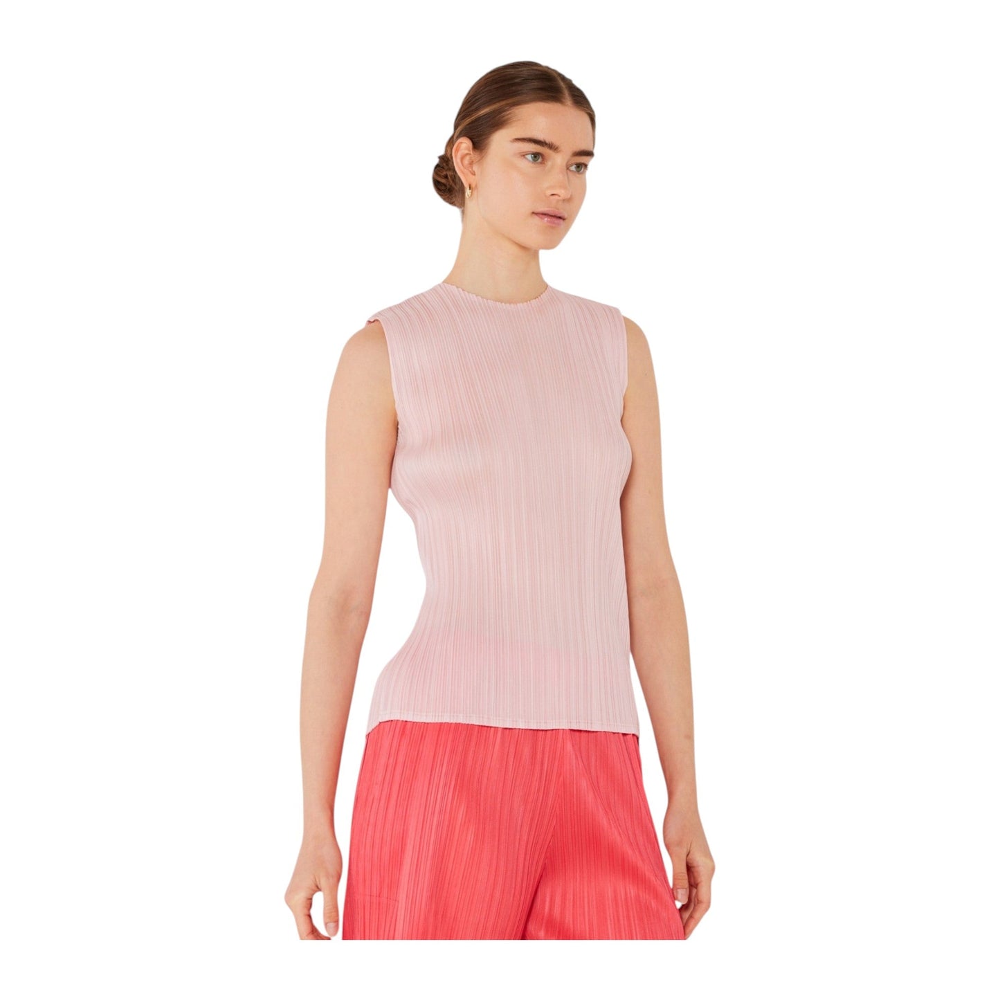 Marina West Pleated Sleeveless Tank Top (T01SL) - Pastel Pink