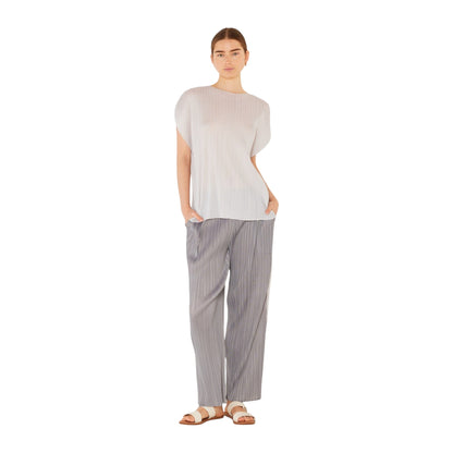 Marina West Pleated Oversize Dolman Sleeve Top (T02SR) - Light Gray