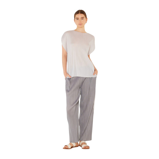 Marina West Pleated Oversize Dolman Sleeve Top (T02SR) - Light Gray