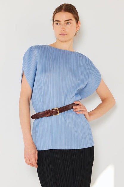 Marina West Pleated Oversize Dolman Sleeve Top (T02SR) - Periwinkle