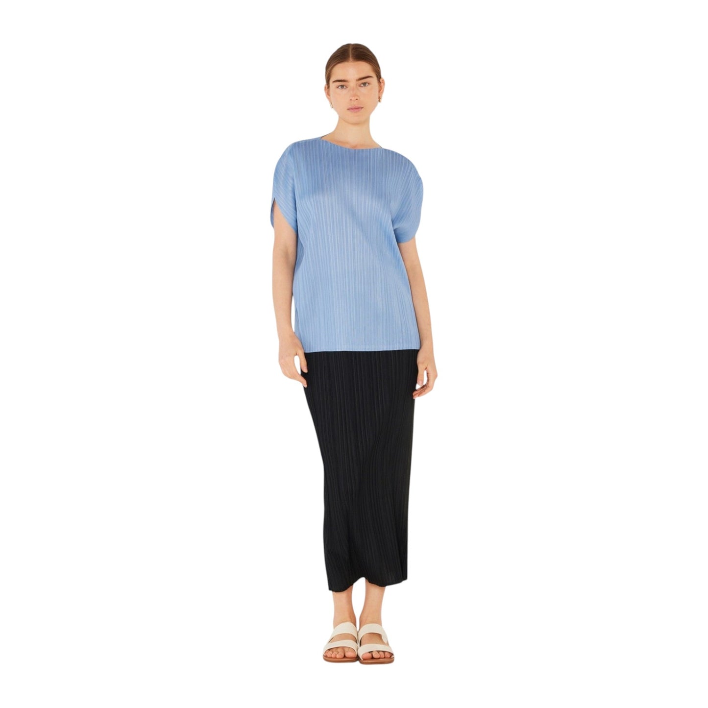 Marina West Pleated Oversize Dolman Sleeve Top (T02SR) - Periwinkle