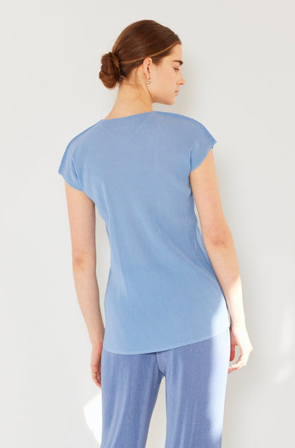 Marina West Pleated Cap Sleeve Top- Style#T03CS