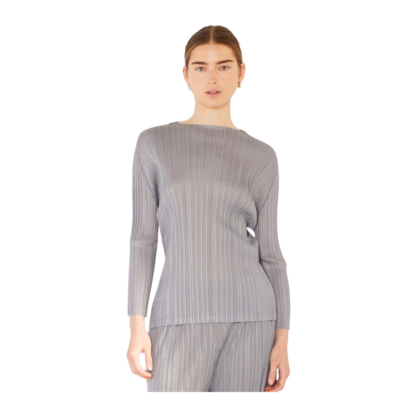 Marina West T04LS Pleated Long Sleeve Boatneck Top