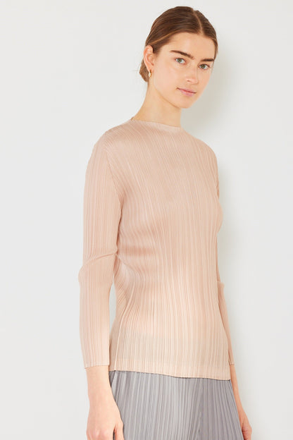 Marina West T04LS Pleated Long Sleeve Boatneck Top