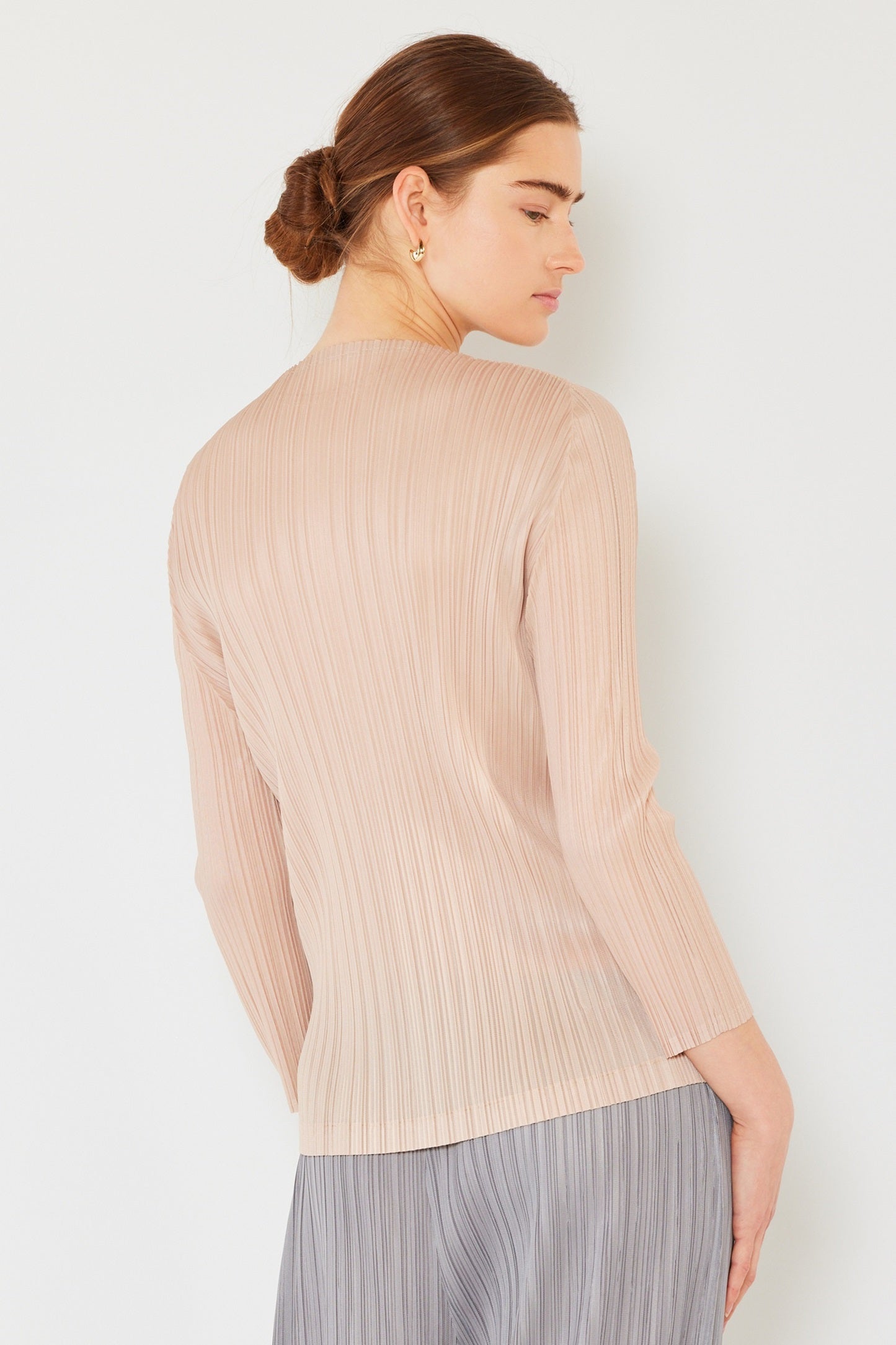 Marina West T04LS Pleated Long Sleeve Boatneck Top