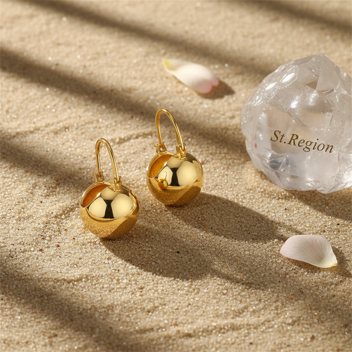 Goldtone Ball Huggie Earrings