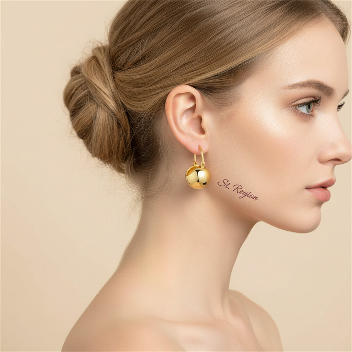 Goldtone Ball Huggie Earrings