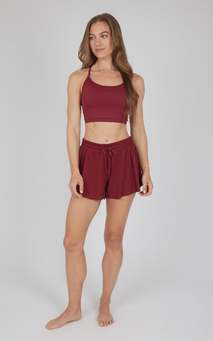 2 PC Seamless Bra and Ribbed 2 in 1 Running Short - Our Petal Tone Story